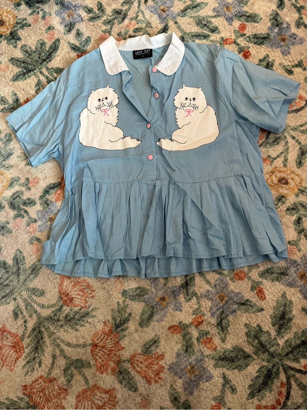 Lazy Oaf Persian cat button up top